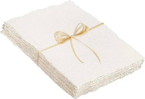Miniatura 8 de Prudiut 25 hojas de papel de acuarela de algodón, 300 g/m², borde deshilachado, 12,7 x 17,8 cm, rugoso/texturizado, blanco, para acuarelas