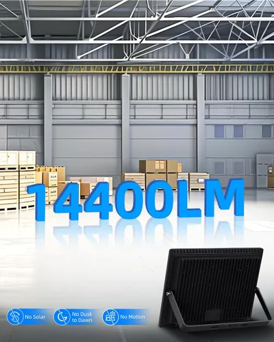 Miniatura 5 de Luz de inundación LED de 120 W para exteriores con enchufe, luces de seguridad superbrillantes de 14400 lm con cable de 5 pies, luz de trabajo LED