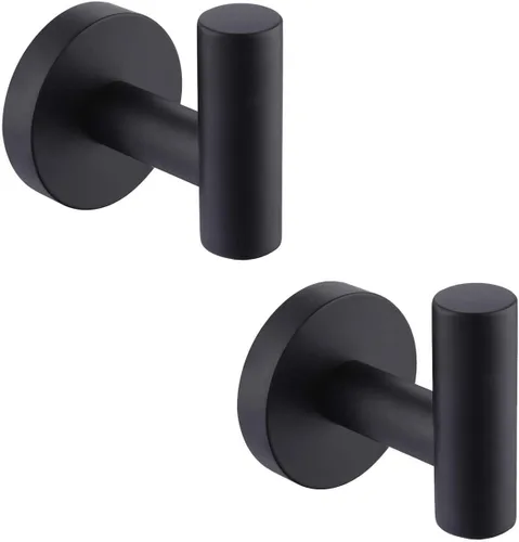 KES Gancho para toallas de baño, gancho para bata, ducha, cocina, ganchos para colgar en la pared, montaje en pared, acero inoxidable SUS 304, negro