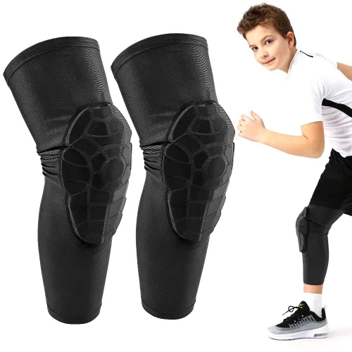 Miniatura 7 de AceList Rodilleras/Guantes de compresión para niños/jóvenes de 5-15 años, protectores de rodilla y codo de nido de abeja para deportes
