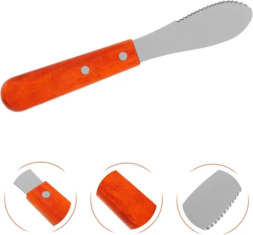 Miniatura 3 de SHERCHPRY 2 unids Creamcheese Butter Straight Spreader Butter Spatula Sandwich Cortadora Raspador Mango de Madera Pequeñas Herramientas Espátula
