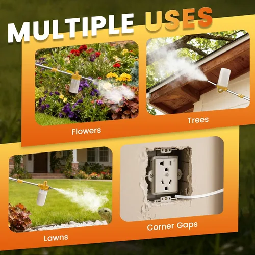 Miniatura 7 de Polvo de tierra de diatomeas, pulverizador de polvo con longitud ajustable de 4 pies, aplicación multiusos para jardín interior y exterior (amarillo)