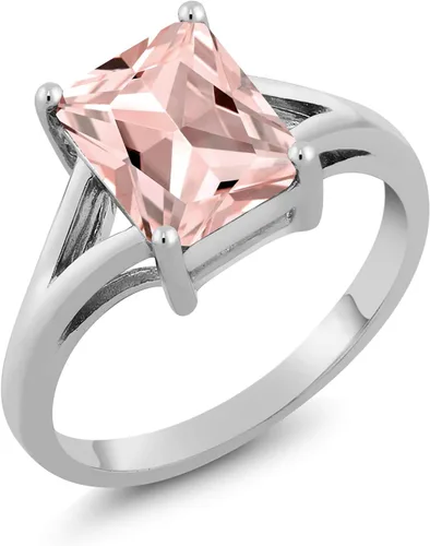 Miniatura 87 de Gem Stone King Anillo de compromiso solitario con diseño clásico de vástago dividido para mujer, plata de ley 925, piedra natal de piedra preciosa