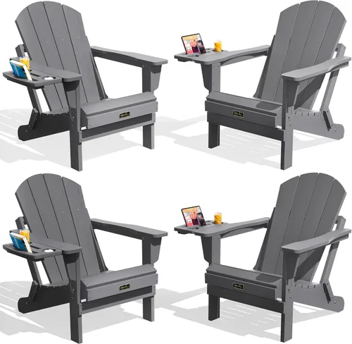 Miniatura 41 de SERWALL - Silla plegable Adirondack para patio, jardín, exterior, resistente a la intemperie, sillas para hoguera, color naranja