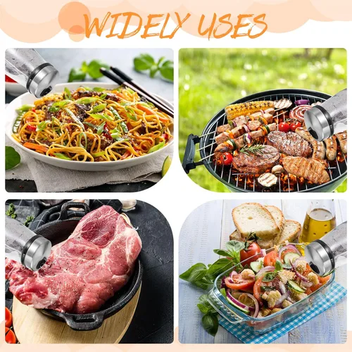 Miniatura 4 de Ziliny Juego de 12 saleros y pimenteros con agujeros ajustables para verter 6 onzas, dispensador de especias de acero inoxidable para cocina