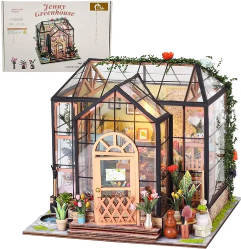 Miniatura 10 de Flever Kit de casa de muñecas en miniatura para bricolaje, habitación creativa con muebles para regalo romántico de San Valentín (Cat Cafe Garden)