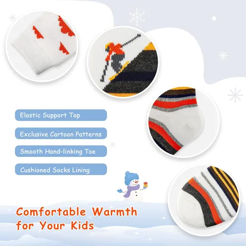 Miniatura 4 de Cimkiz Calcetines de esquí para niños, cálidos, térmicos, para nieve, esquí, snowboard, patinaje para niños y niñas, 2 pares3 pares