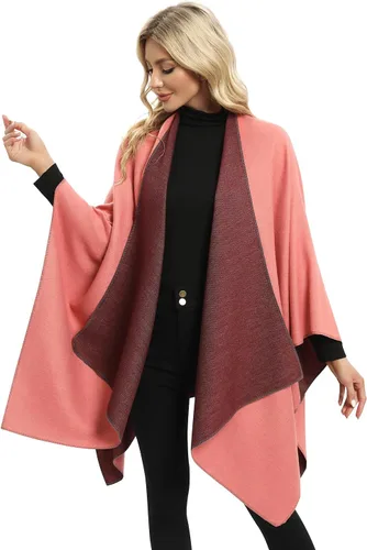Miniatura 15 de Femdouce Manta cálida para mujer, ligera, con frente abierto, capa tipo poncho para primavera, otoño e invierno