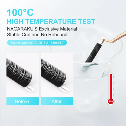Miniatura 4 de NAGARAKU Extensiones de pestañas elipse con puntas abiertas planas, pestañas individuales de 0.006 in, rizo C, bandeja de mezcla de 0.315-0.591 in