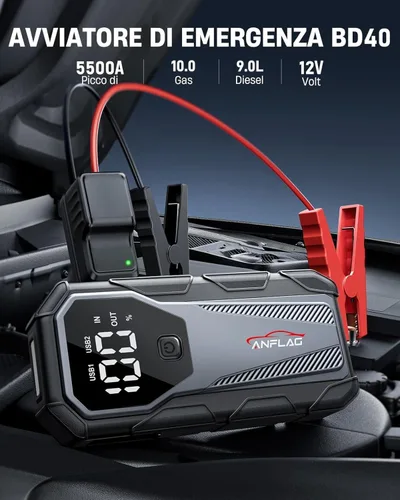Miniatura 3 de Batería de arranque de coche 7000A de 12 V, caja de salto portátil de 21800 mAh para todos los motores de gasolina y diésel de 10L, cables de puente