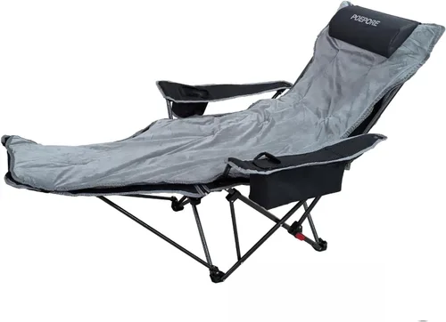 Silla de camping reclinable de 4 posiciones con reposapiés, cómoda para adultos, tumbona plegable de 265 libras, silla de playa de malla con bolsa