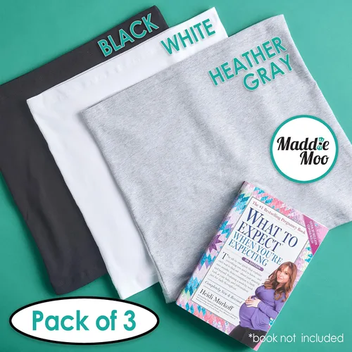 Miniatura 5 de Maddie Moo Bandas para el vientre disponibles en 8 tamaños y 7 colores. Extensor de camisa de maternidad y posparto, 3 paquetes para todas