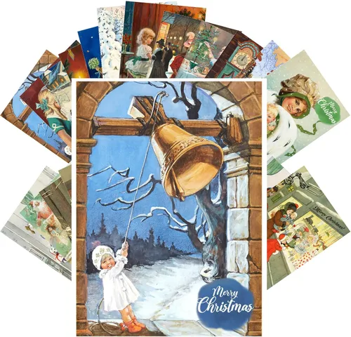 Miniatura 6 de PIXILUV Postales vintage (24 piezas de 4 x 6 pulgadas cada una) magníficos paisajes mágicos nevados postales de Navidad postales retro tarjeta