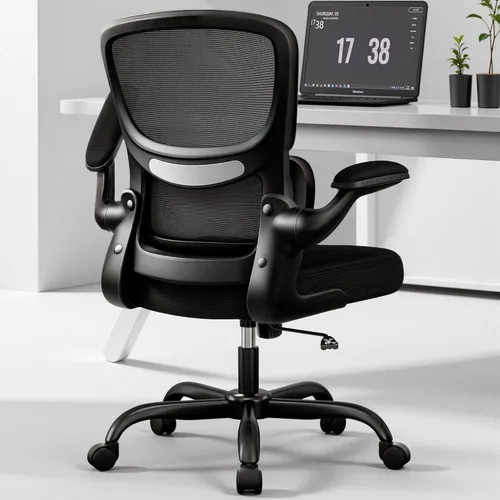 Miniatura 12 de BESTFAIR Silla de oficina ergonómica, silla de escritorio de malla transpirable cómoda con soporte lumbar, silla de escritorio para el hogar
