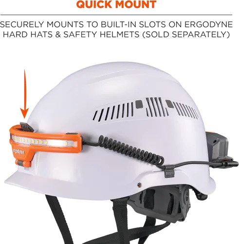 Miniatura 3 de Ergodyne Skullerz 8886 - Linterna frontal de haz ancho con soporte para casco duro y banco de energía recargable, 5 modos de iluminación, cargador