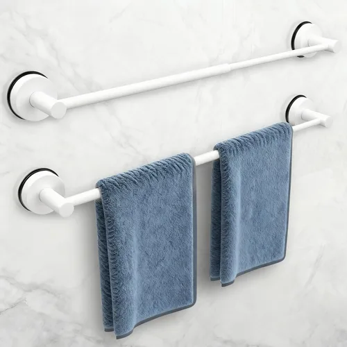 Miniatura 11 de Toalleros de 14.6 a 24 pulgadas para baño, barra de toalla ajustable con ventosa para pared de baño, soporte de toalla de baño de acero inoxidable