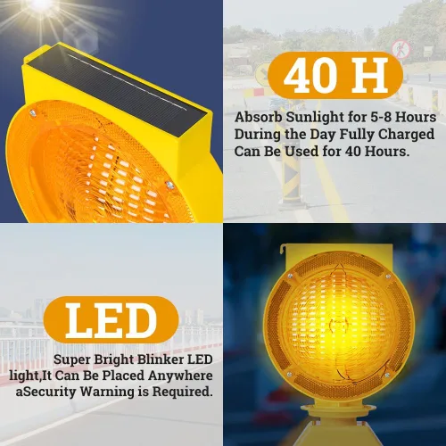 Miniatura 4 de Luces de advertencia industriales solares, inalámbricas, impermeables, recargables, luces de advertencia de barricada, señal de tráfico intermitente