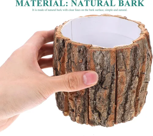 Miniatura 2 de Hemoton Macetas rústicas para suculentas, macetas de cactus, árbol de madera, tronco, tocón, maceta, hierbas, cactus, bonsái, decoración