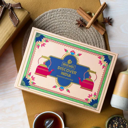 Miniatura 7 de BREWIX, Descubre Caja de Regalo de Té Negro Premium de India para Navidad (180g/90+ Tazas) Juego de Regalo de Té Para Amantes del Té 6 Tés Chai