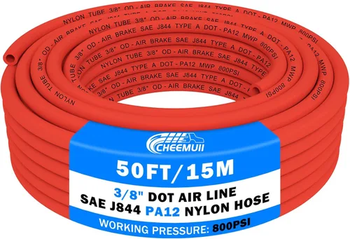 Miniatura 17 de CheeMuii 50 pies 3/8 Tubo Neumático 3/8" PA12 Nylon DOT Línea de Aire SAE J844 Manguera de Aire DOT 15.3 Metros 3/8 Pulgadas OD Tubo de Aire Negro