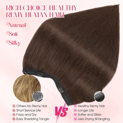 Miniatura 2 de Extensiones de cabello halo Rich Choices de pelo humano 100% Remy con alambre invisible en extensiones de cabello, pieza única, secreta, con línea