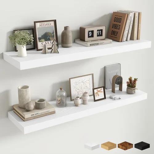 Miniatura 88 de Estantes flotantes de 48 pulgadas para pared, estante de chimenea de 10 pulgadas de profundidad, estantes flotantes de madera para pared, estantes