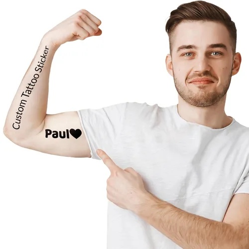 Tatuaje temporal personalizado para adultos con nombre de texto personalizado, adhesivo de tatuaje falso para mujeres y hombres, tatuaje con nombre