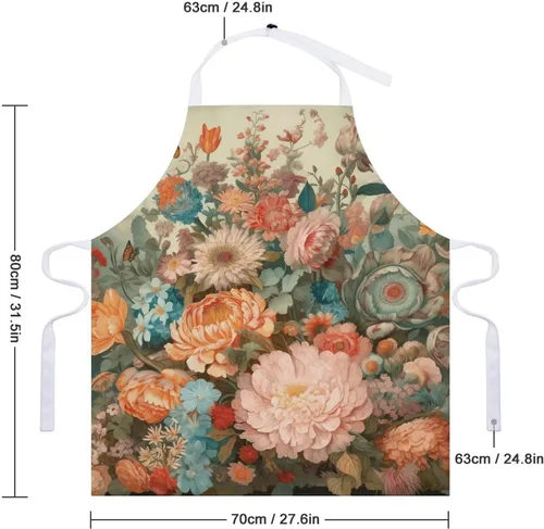 Miniatura 2 de MUSM Apron for Adults - 27.6 X 31.5 Inch, Heavy-Duty Polyester Aprons with Two Large Pockets, Waterproof Pastel Colors Kitchen Apron for Cooking
