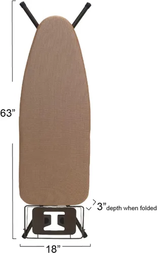 Miniatura 8 de Household Essentials Tabla de planchar Mega, 4 patas, parte superior de acero, estación de planchado resistente al calor con almohadilla de fibra