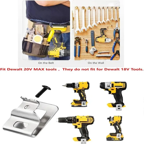 Miniatura 2 de 6pack N268241 N086039 Hebilla de clip para cinturón Dewalt Acero inoxidable Herramienta de perforación Clip 304 (con tornillos) Compatible