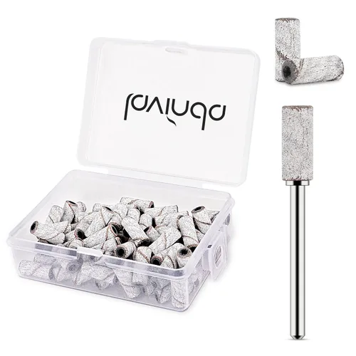 Miniatura 31 de Lavinda Brocas para taladro de uñas de 3/32 pulgadas de fácil remoción para bandas de lijado, mandril pequeño profesional de acero inoxidable de 3.1