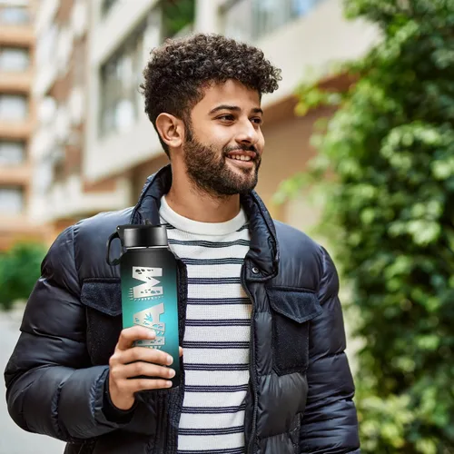Miniatura 4 de Botellas de agua personalizadas con nombre, botella de agua de acero inoxidable con aislamiento de doble cara con pajilla, termo personalizado