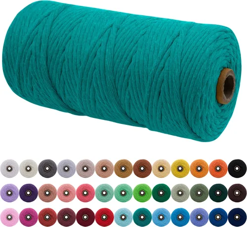 Miniatura 113 de JeogYong Cordón de macramé de un solo hilo 2mm x 164 yardas (492 pies) Cuerda de algodón suave, hilo de macramé 2 mm, suministros de macramé