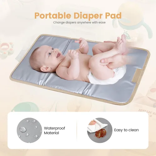 Miniatura 3 de LOVEVOOK Mochila para pañales, bolsa de pañales acolchada para bebé con bolsillos aislados, mochila de pañales de viaje para niños y niñas con Caqui