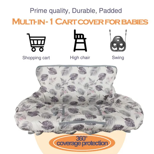 Miniatura 6 de RHYDEER Funda para carrito de compras para bebé, funda para silla alta 2 en 1, enrolla y listo, ajuste universal