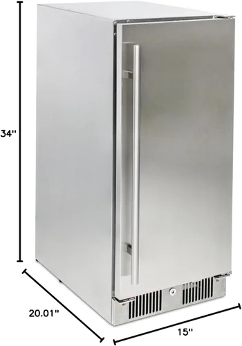 Miniatura 7 de Blaze - Refrigerador compacto de 15 pulgadas para exteriores, refrigerador de acero inoxidable de 3.2 pies cúbicos con puerta reversible y estantes