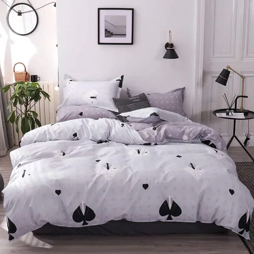 Miniatura 2 de Juego de funda de edredón con funda de almohada, juego de cama de poliéster, individual, doble carta, juegos de cartas, corazones, impresión
