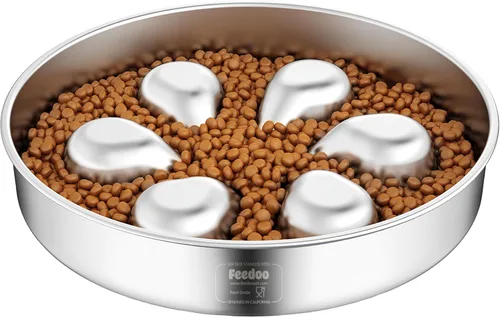 Miniatura 12 de Tazón de alimentación lenta para perros, 3.5 tazas para razas grandes, cuencos de acero inoxidable 304 de grado alimenticio con base antideslizante