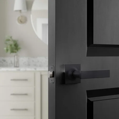 Miniatura 7 de Amazon Basics Palanca de puerta contemporánea Stamford - Passage - Negro mate, paquete de 1