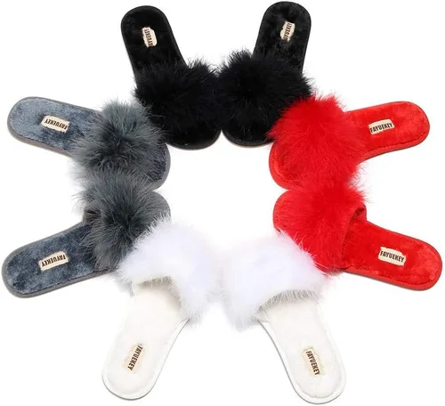 Miniatura 7 de Pantuflas peludas para mujer, pantuflas suaves y peludas para el hogar