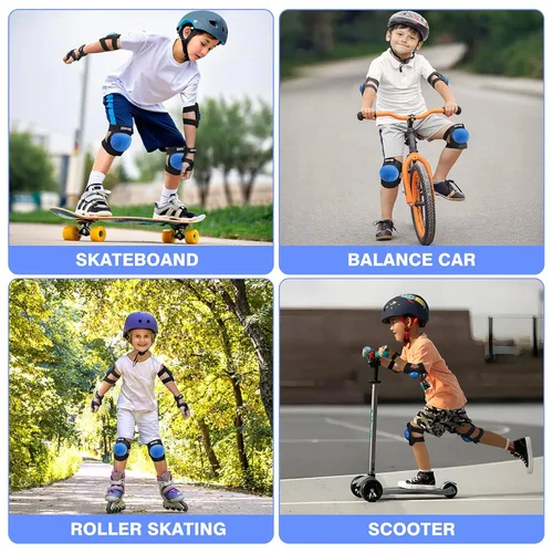 Miniatura 7 de Rodilleras para niños y jóvenes, coderas, muñequeras, juego de protección 3 en 1, para niños de 3 a 15 años, patines, ciclismo, patinaje en línea