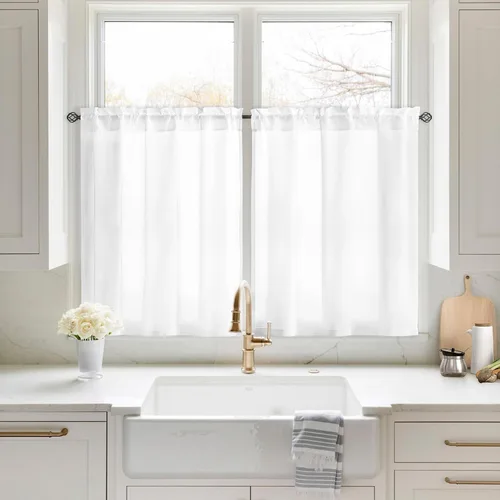 Miniatura 13 de HOMEIDEAS Cortinas Transparentes de Privacidad Blancas No Transparentes, 52 X 45 Pulgadas de Largo 2 Paneles Cortinas Transparentes Filtradoras