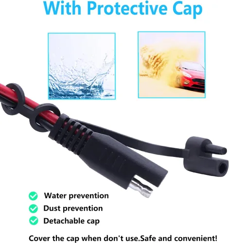 Miniatura 4 de Cargador de batería SAE para encendedor de cigarrillos, cable de carga de 16 AWG de 12 V, adaptador de liberación rápida, cable de carga con luz
