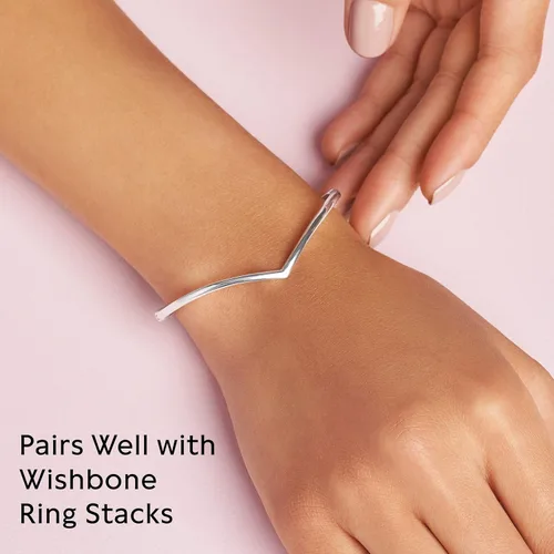 Miniatura 7 de PANDORA Pulsera de plata de ley pulida con diseño de hueso, joyería, Metal