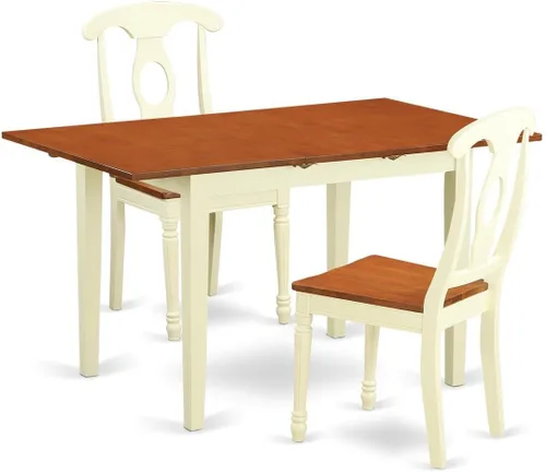 Miniatura 11 de East West Furniture NOKE3-BLK-LC - Juego de mesa de comedor de 3 piezas contiene una mesa de comedor rectangular con hoja de mariposa y 2 sillas