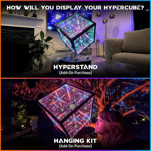 Miniatura 7 de La Compañía de Iluminación Hyperspace HyperCube Infinity Cube LED Light - Lámpara de Escritorio de Mesa Reactiva al Sonido de 10 Pulgadas - Lámpara