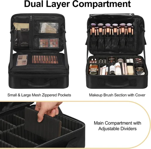 Miniatura 4 de Relavel Estuche de maquillaje grande para maquillaje, estuche de tren profesional de 16.5 pulgadas, organizador de cosméticos de viaje, soporte