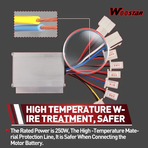 Miniatura 3 de WOOSTAR Controlador de velocidad para motocicleta 24V 250W de repuesto para scooter eléctrico, bicicleta eléctrica, bicicleta, triciclo, cepillo