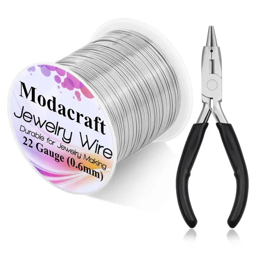Miniatura 12 de Alambre de plata de calibre 20 para hacer joyas con alicates 4 en 1 Modacraft de 82 pies, alambre para manualidades de 0.8mm, alambre de cobre