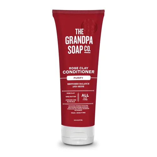 The Grandpa Soap Company - Acondicionador purificador de arcilla rosa – Levanta las impurezas mientras nutre el cabello, con arcilla rosa, manteca